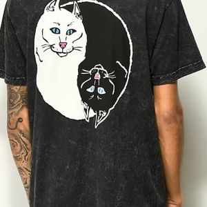 Rip N Dip Yin Yang Cat front and back tshirt